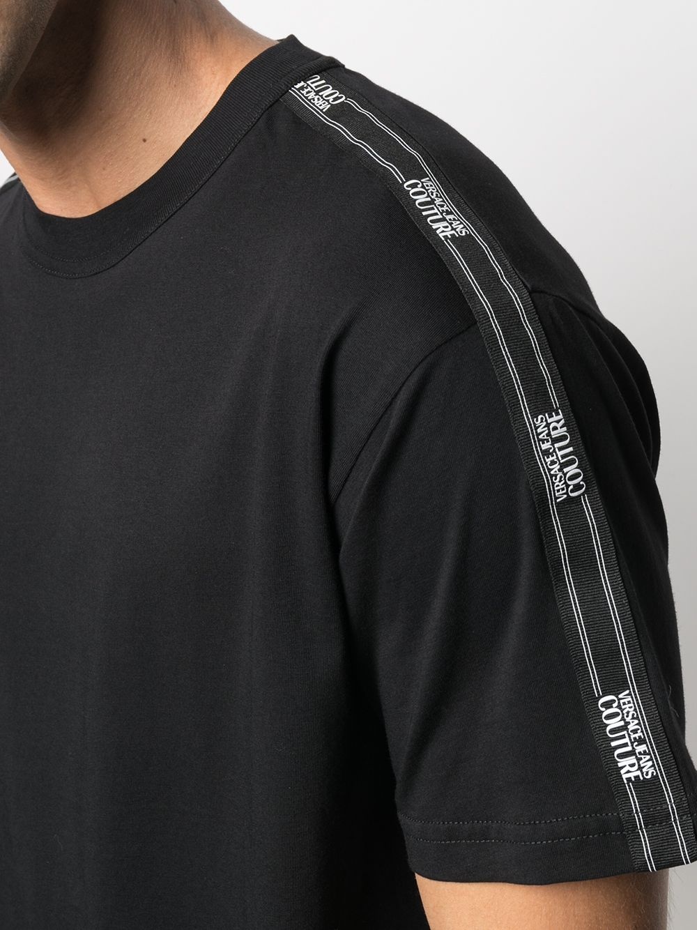 logo-tape sleeve T-shirt - 5