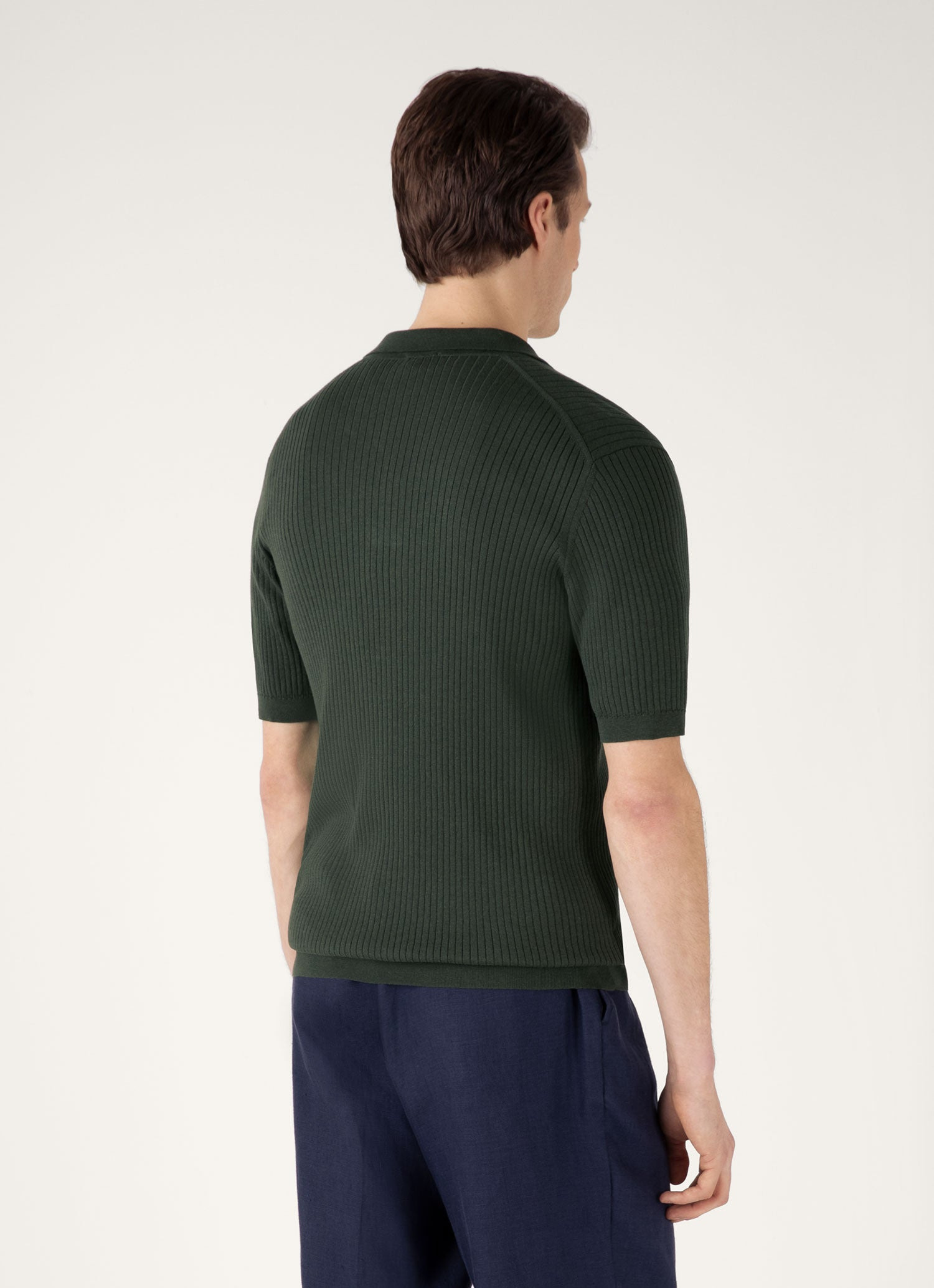 Fine Rib Silk Cotton Polo Shirt - 5
