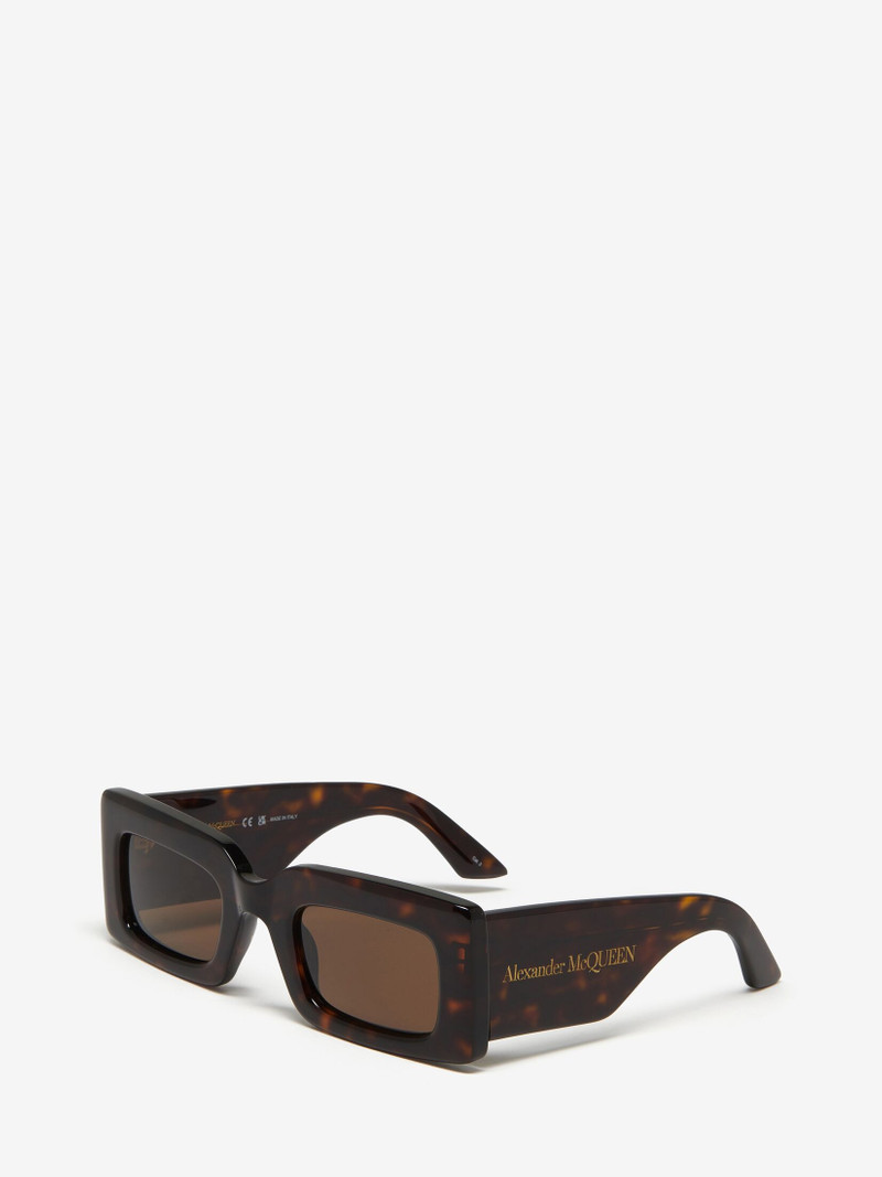 Alexander McQueen Women's Bold Rectangular Sunglasses in Brown - Havana outlook