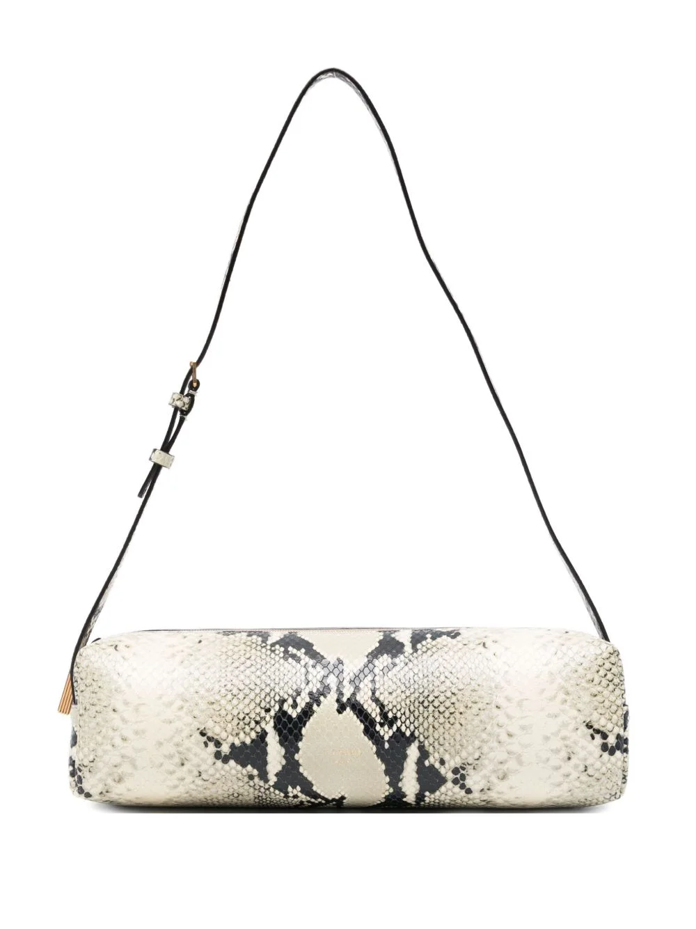 snakeskin cylindrical shoulder bag - 1