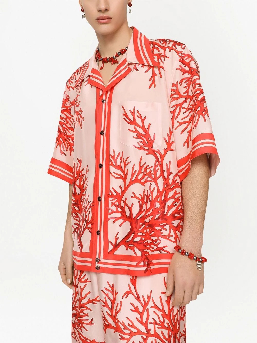 Corallo coral-print silk shirt - 5