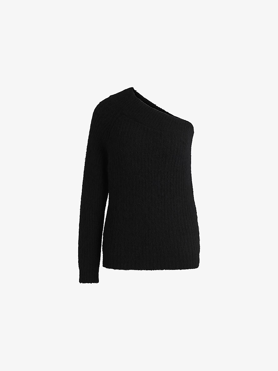 One-shoulder brushed-texture stretch-knit jumper - 1