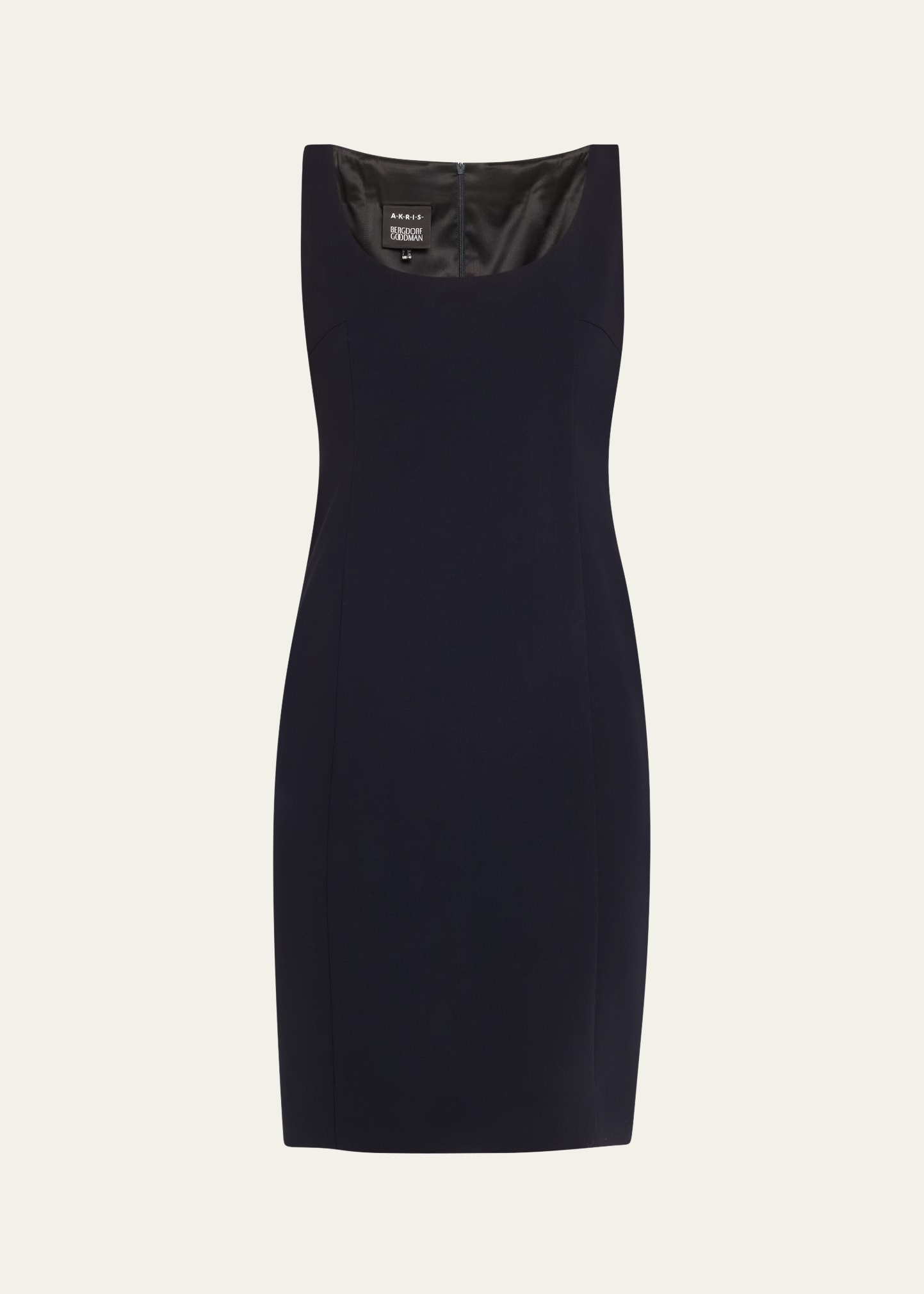 Scoop Neck Wool Crepe Sheath Dress - 1