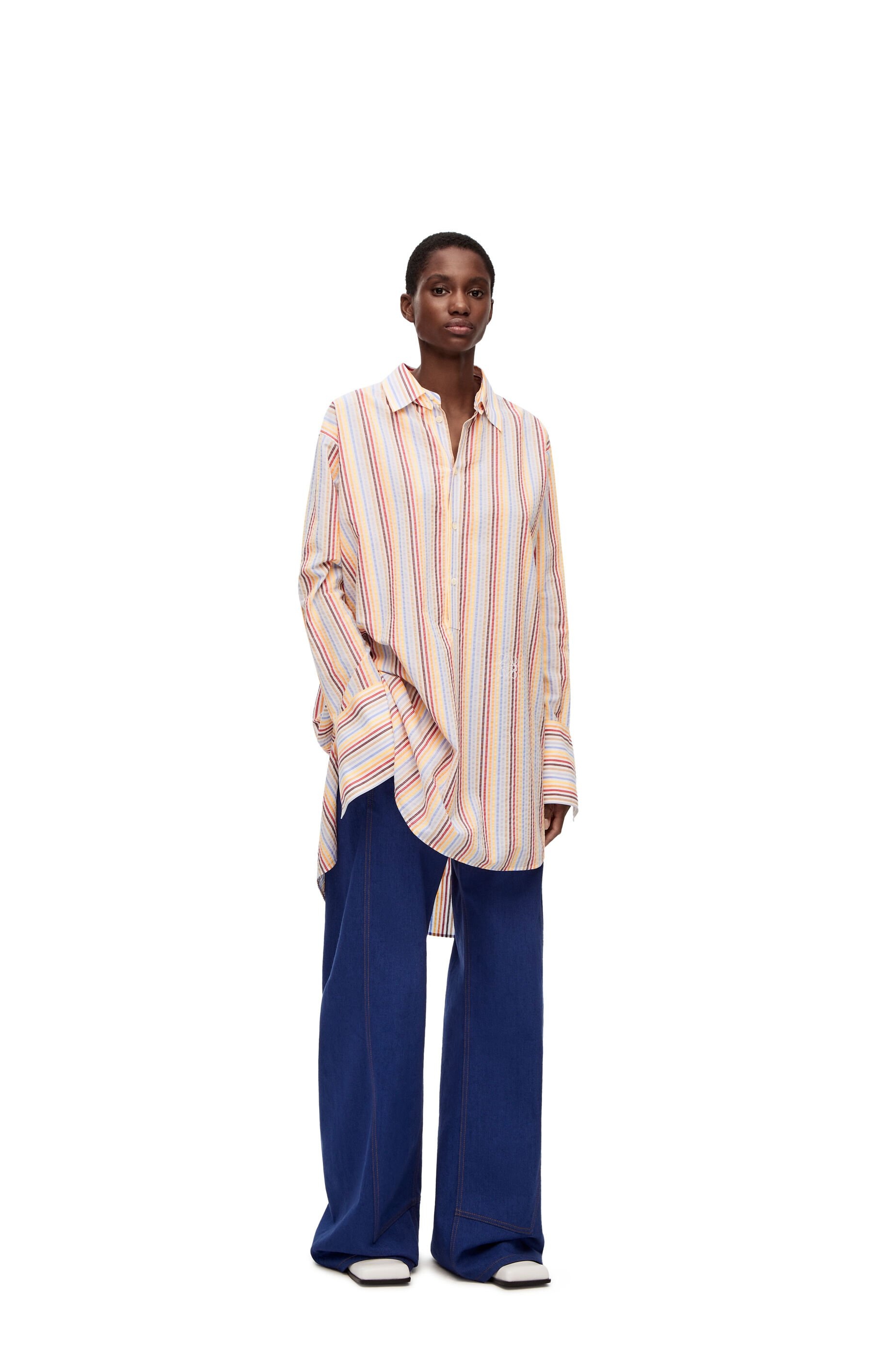Stripe deconstructed shirt dress in silk - 2