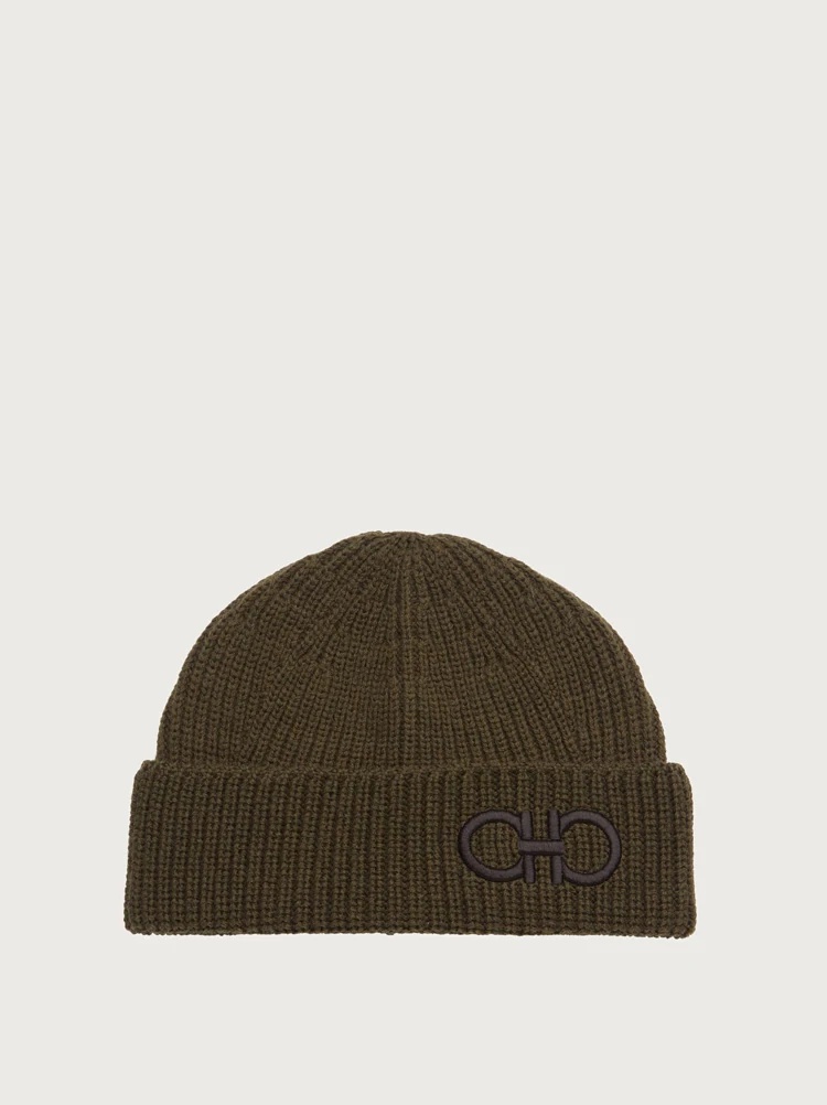 RIB KNIT WOOL BEANIE - 1