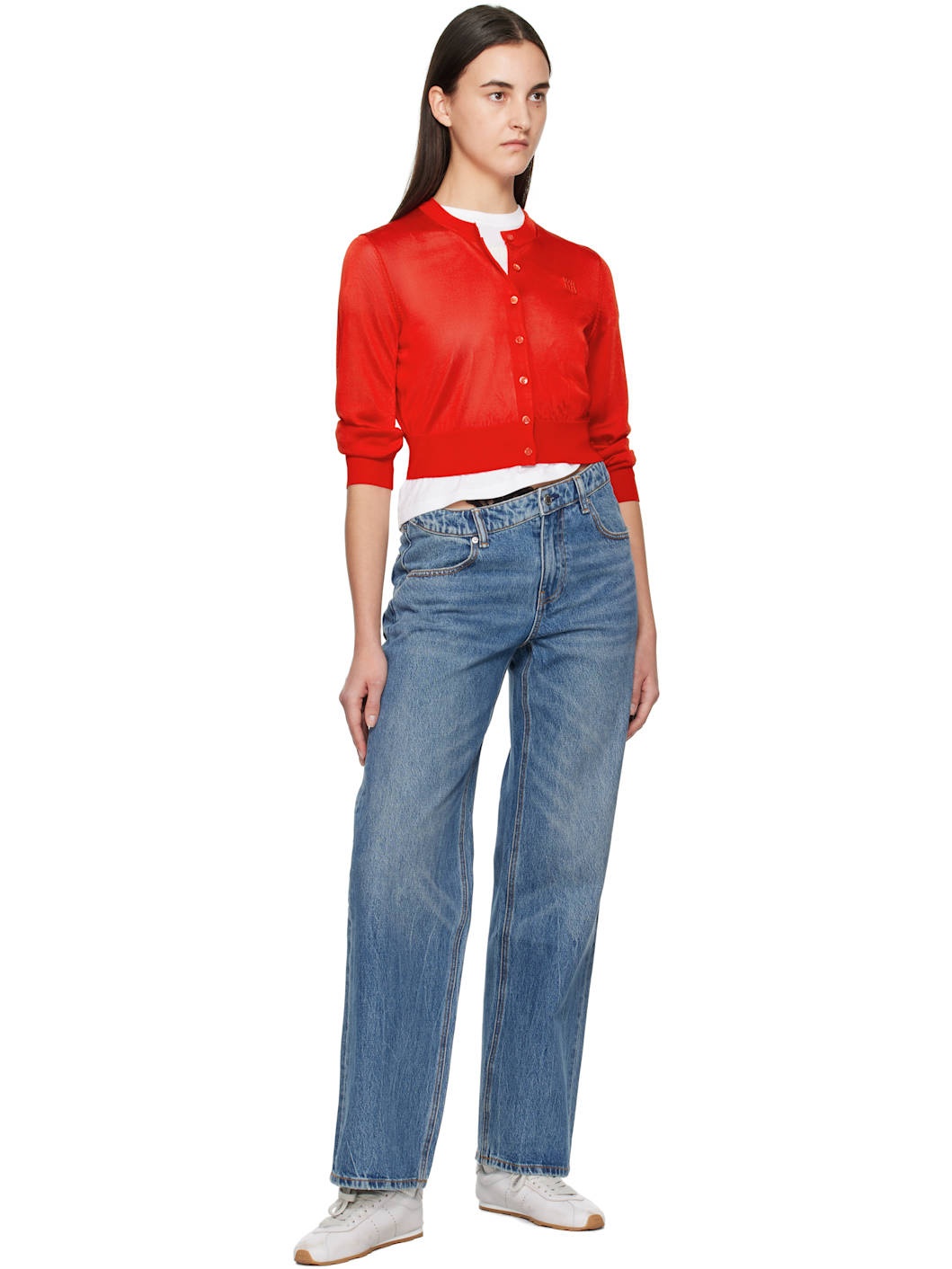 Red Logo-Embroidered Cropped Cardigan - 4