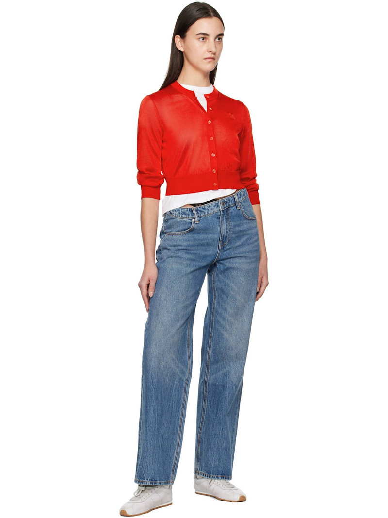 alexanderwang.t Red Logo-Embroidered Cropped Cardigan outlook