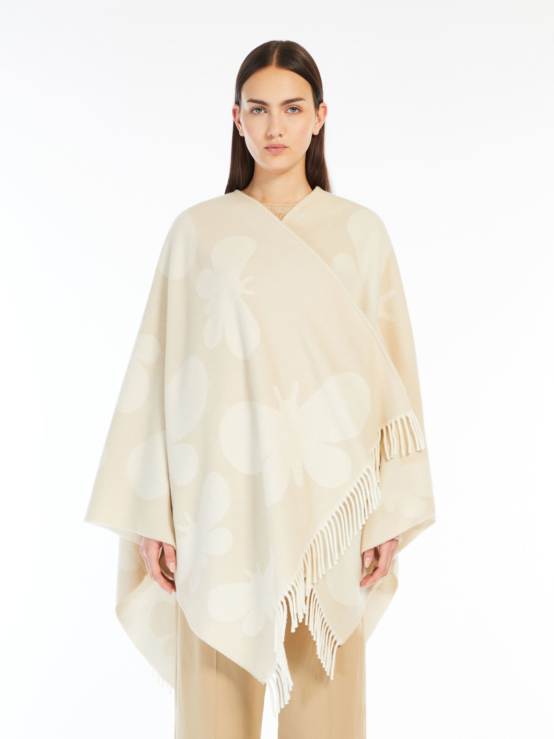 Jacquard wool poncho - 3