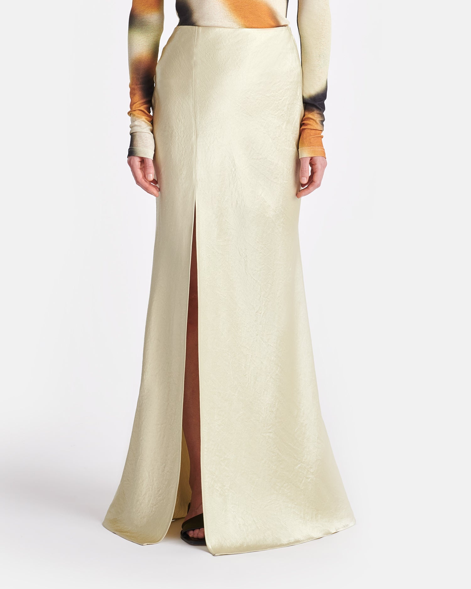 Crinkled-Satin Maxi Skirt - 4