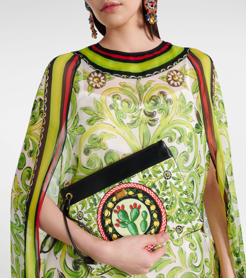 Dolce & Gabbana Printed leather-trimmed canvas clutch outlook