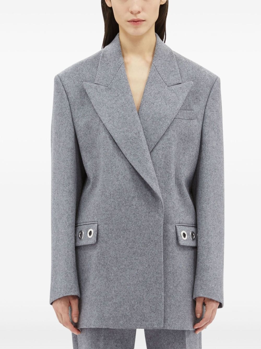 eyelet-embellished single-breasted blazer - 3