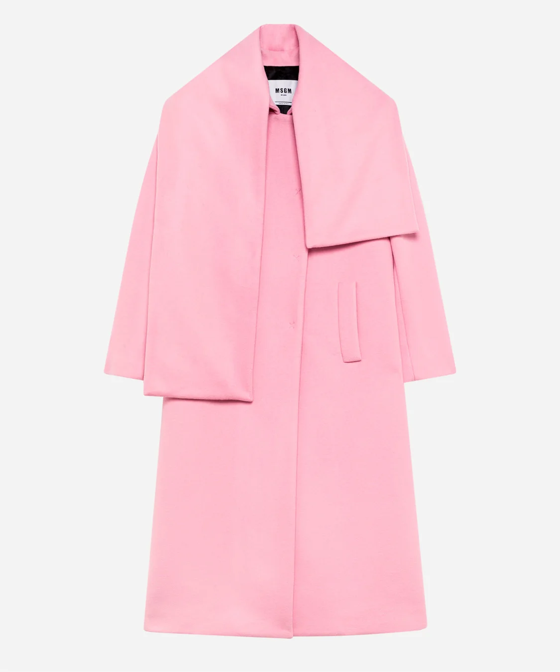 Single-breasted wool blend coat with scarf - 1