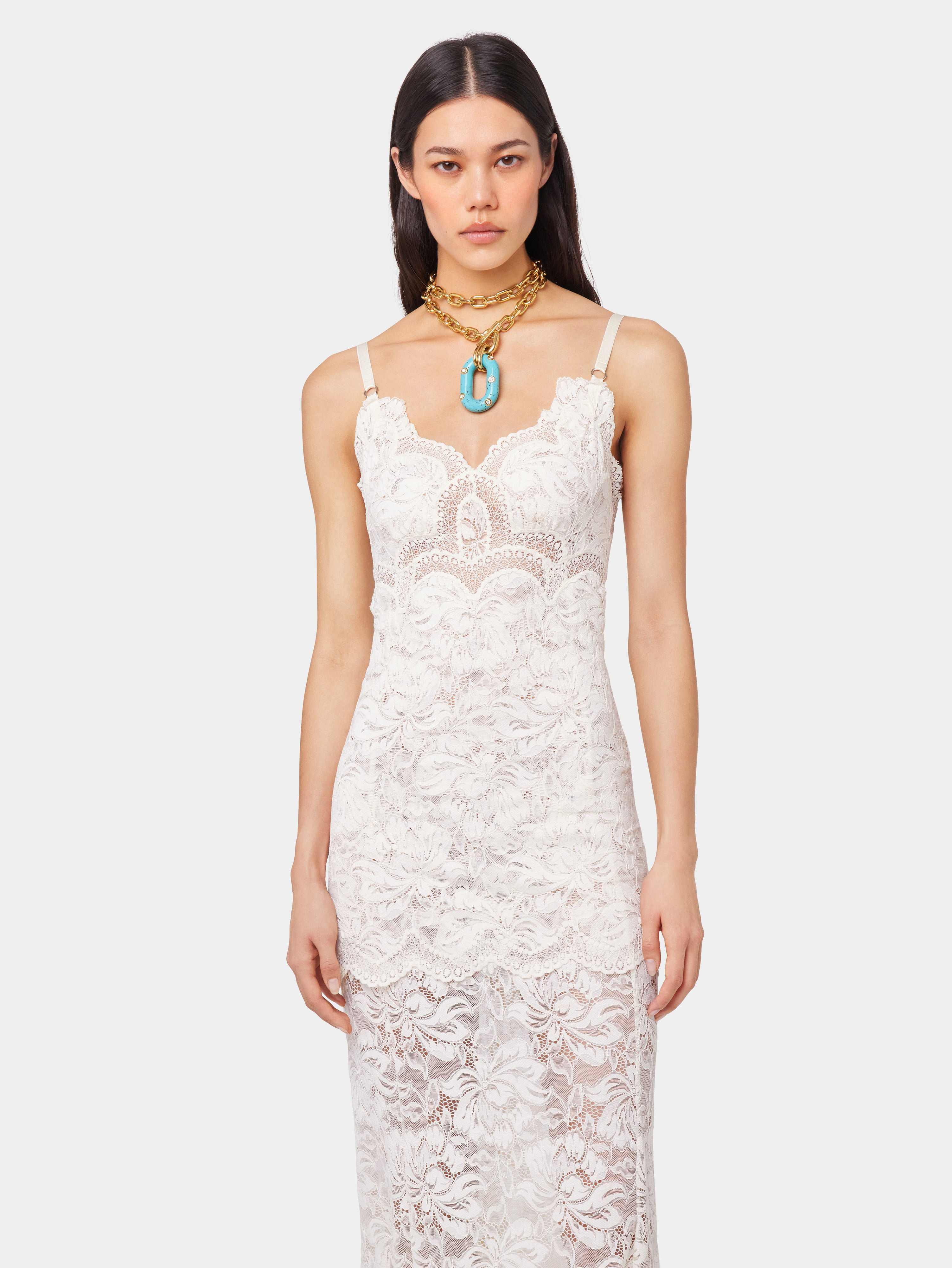 IVORY LONG DRESS IN LACE - 4