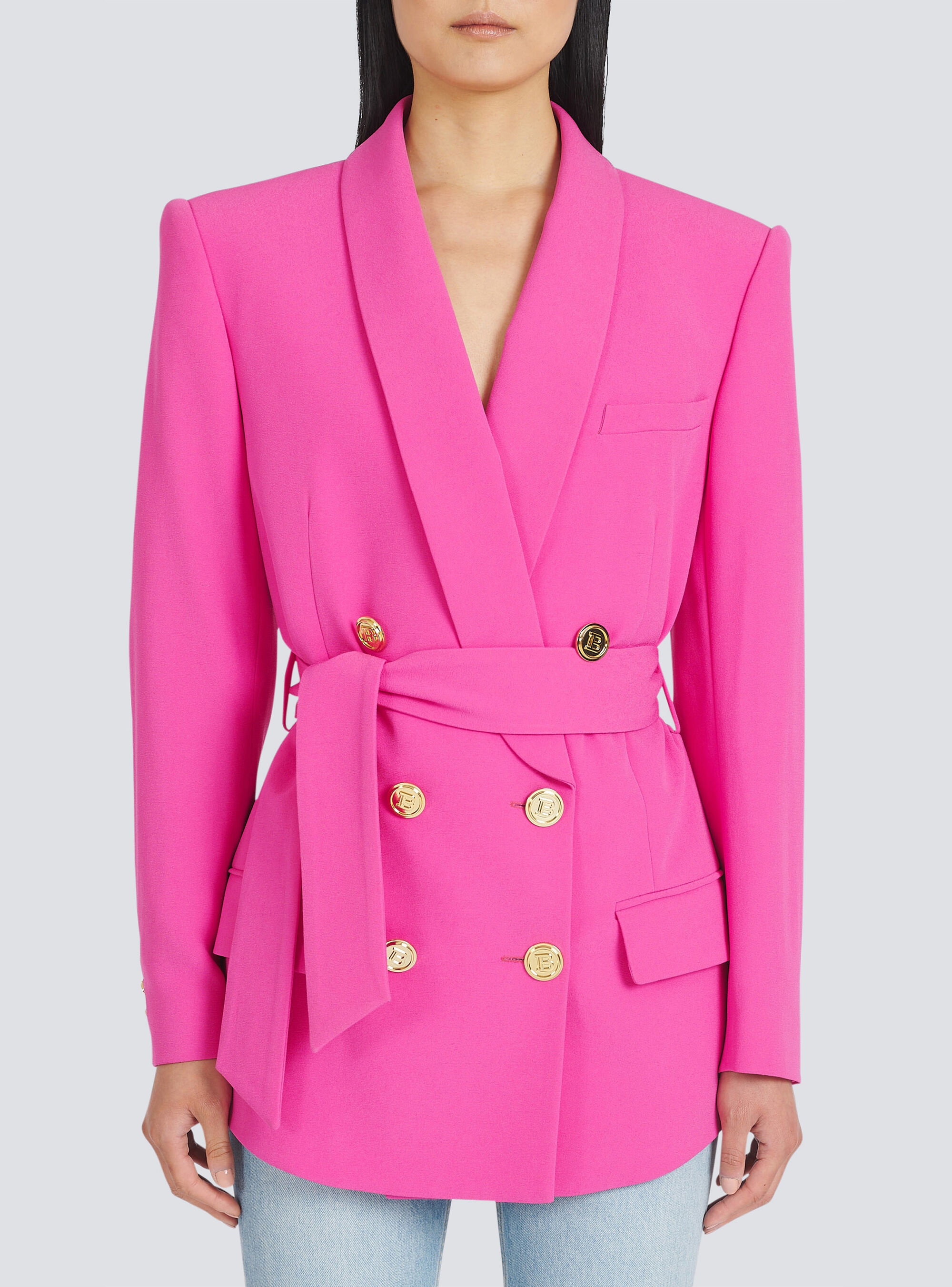 Double-breasted fuchsia eco-designed blazer - 6