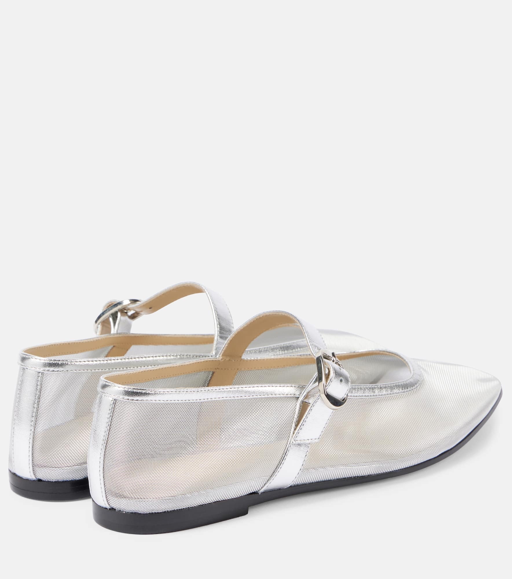 Leather-trimmed mesh ballet flats - 2