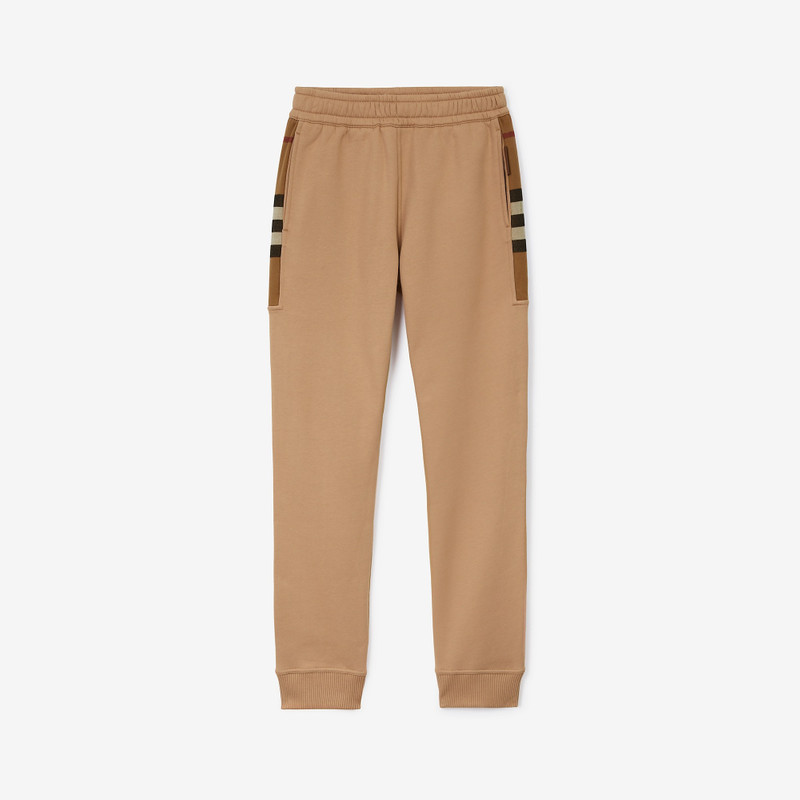 Check Panel Cotton Blend Jogging Pants 1