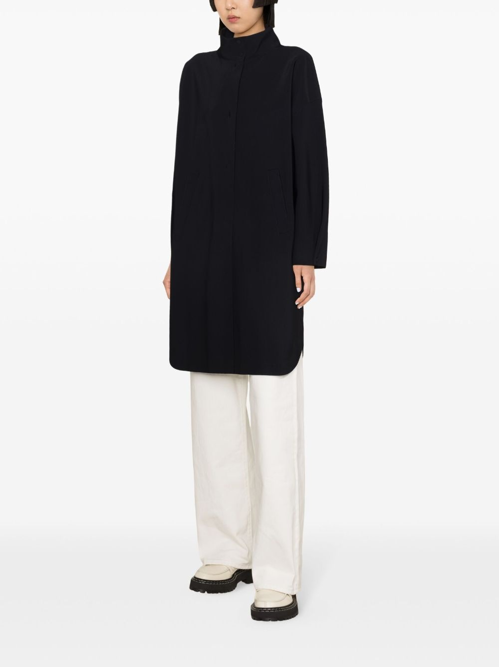 press-stud single-breasted coat - 3