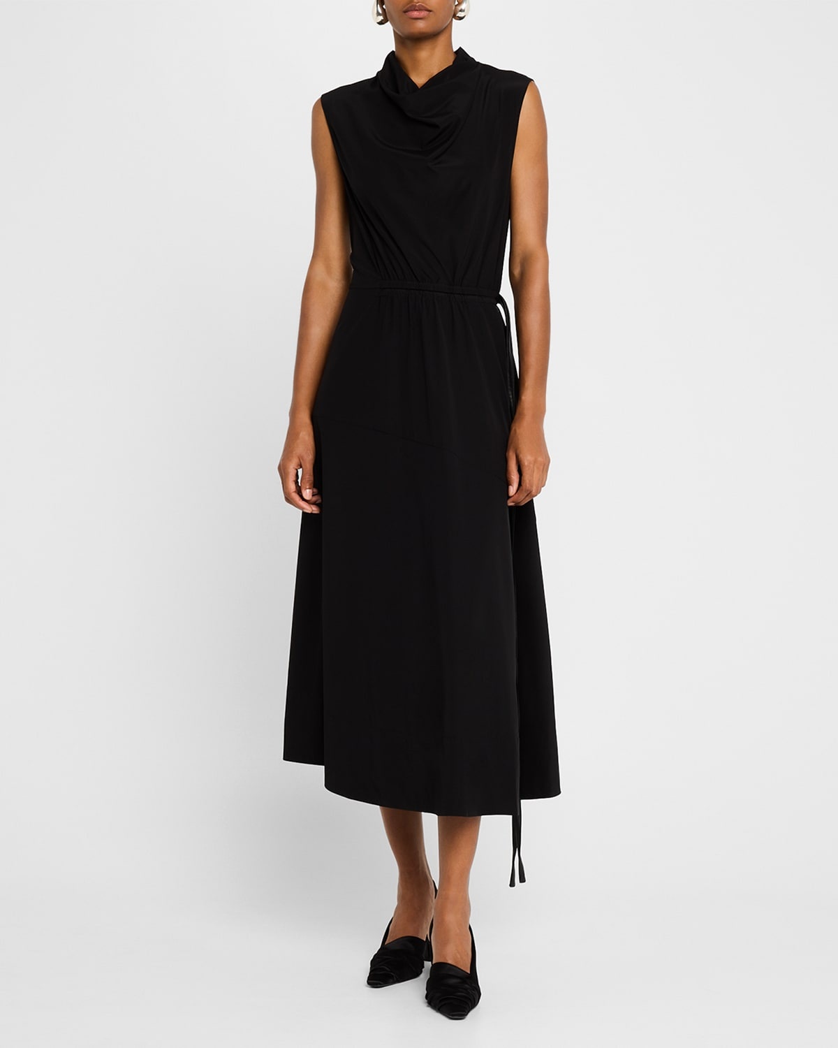 Sabrina Cowl-Neck Sleeveless Ruched Midi Dress - 3