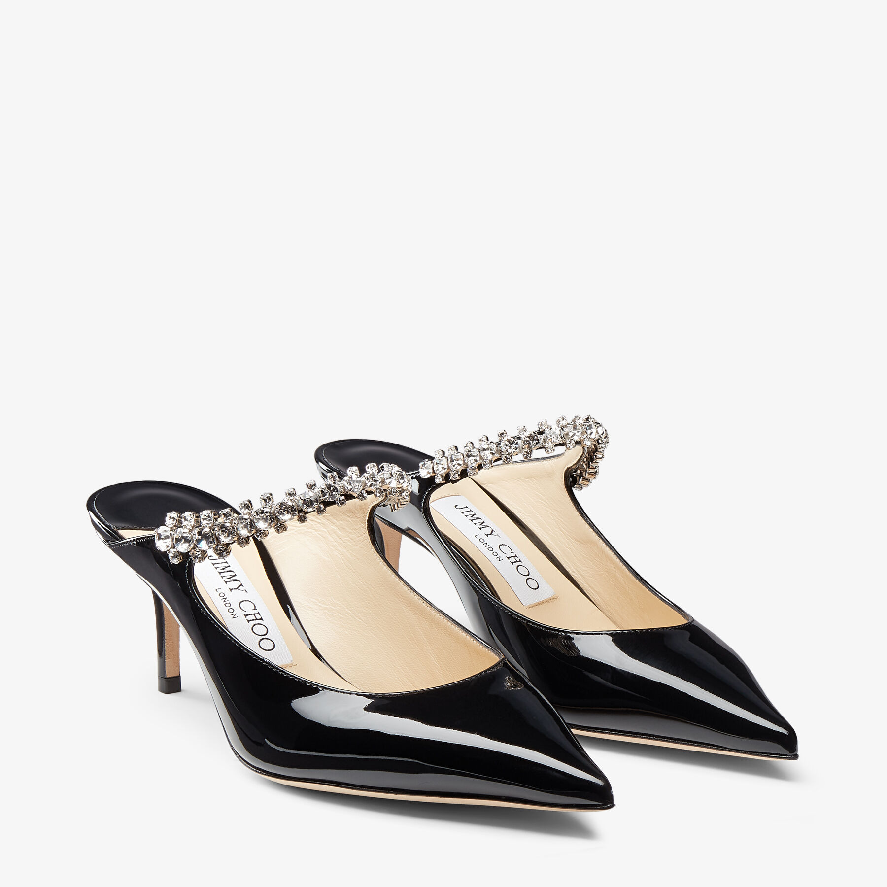 Bing 65
Black Patent Leather Mules with Crystal Strap - 2