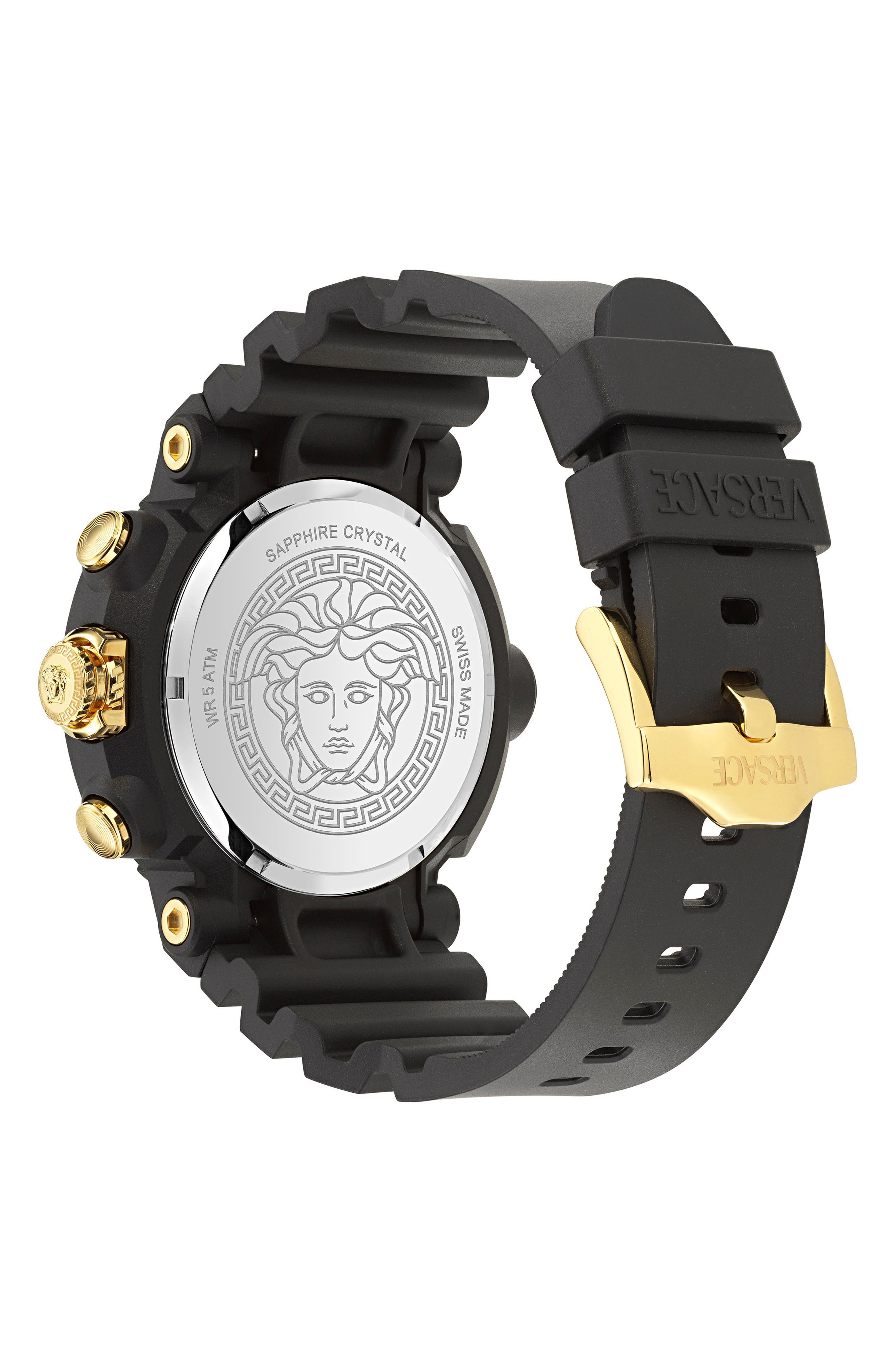 Versace Real Active Chronograph Bracelet Watch, 45mm in Black Ecoceramic at Nordstrom - 3