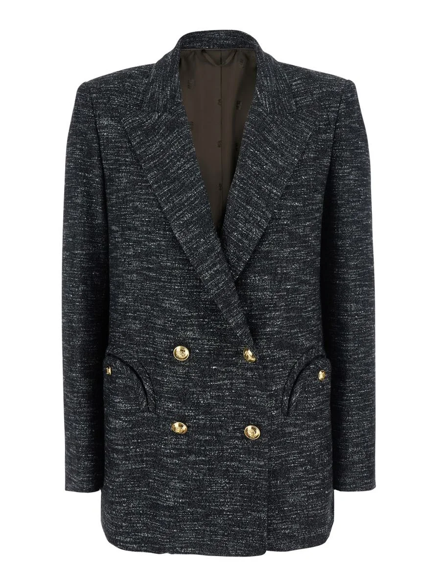 Blazé Milano 'Aifer' Grey Double-Breasted Jacket With Notched Revers In Wool Blend Woman - 1