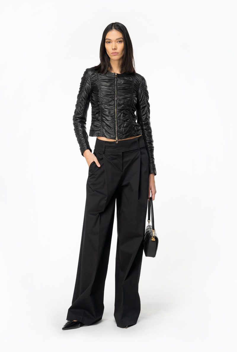 PINKO EXTRA-WIDE TROUSERS IN TECHNICAL SATIN outlook