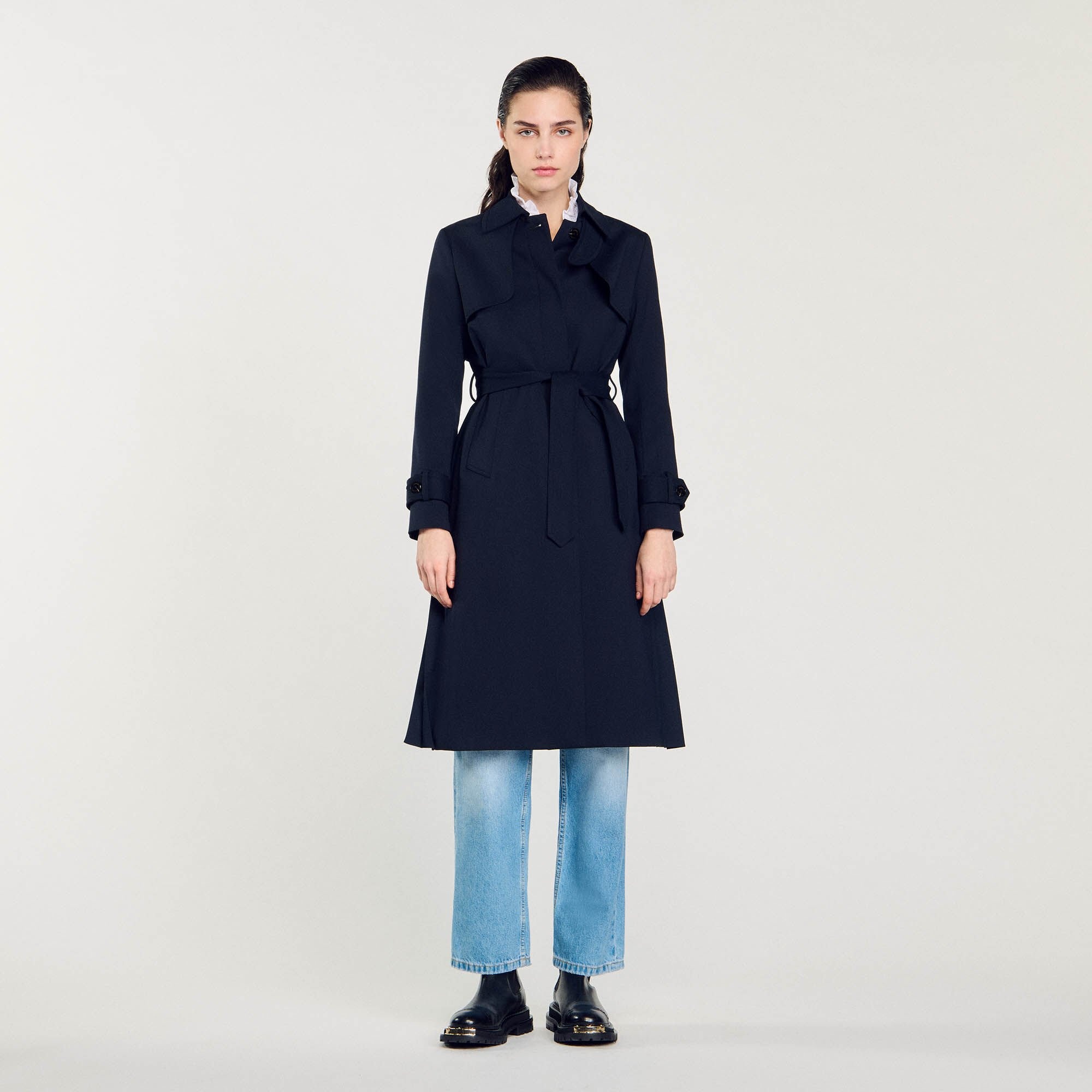 TRENCH COAT WITH PLEATED INSET - 3