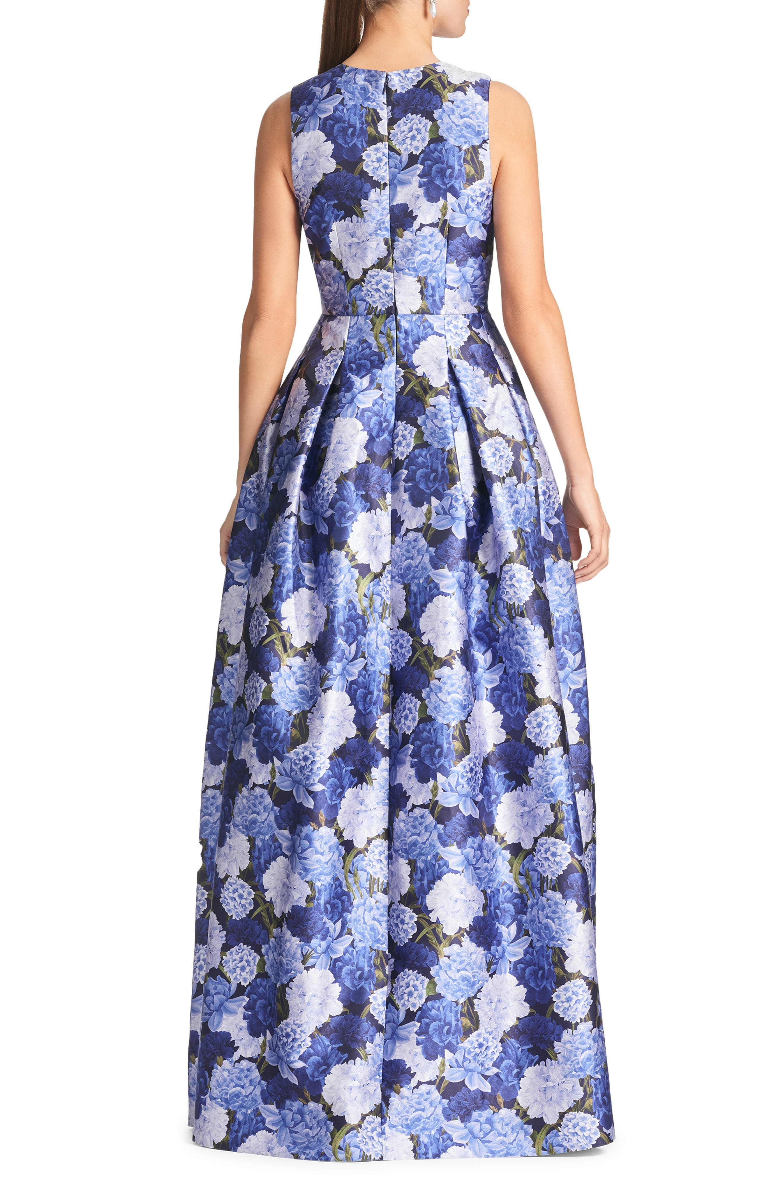 Sachin & Babi Brooke Floral Sleeveless Mikado Gown in Rosa Azurro at Nordstrom - 2