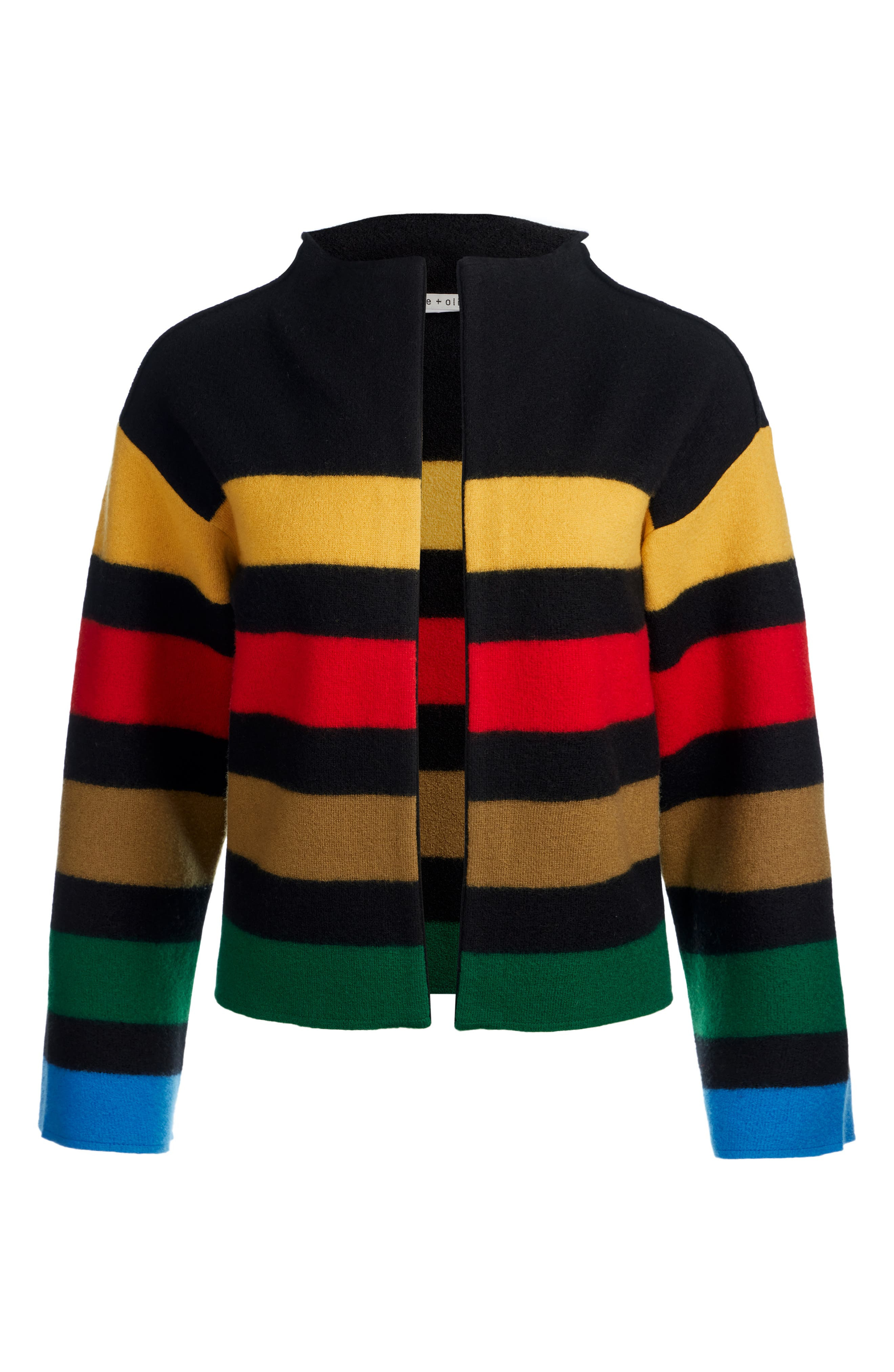 Alice + Olivia Pearson Stripe Wool Jacket in Black Multi at Nordstrom - 4