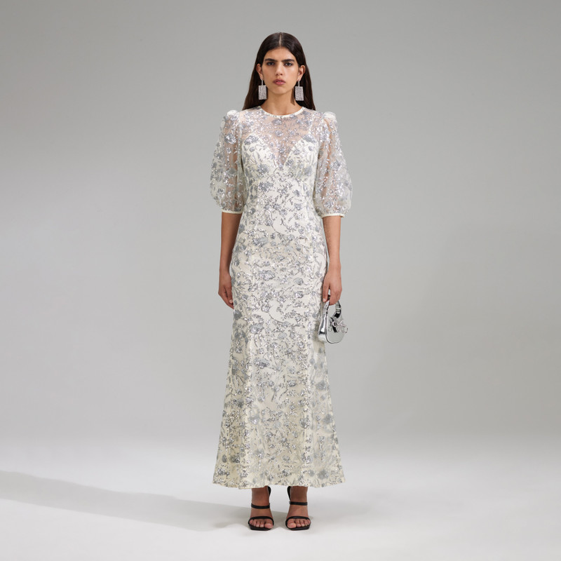 Champagne Sequinned Maxi Dress - 1