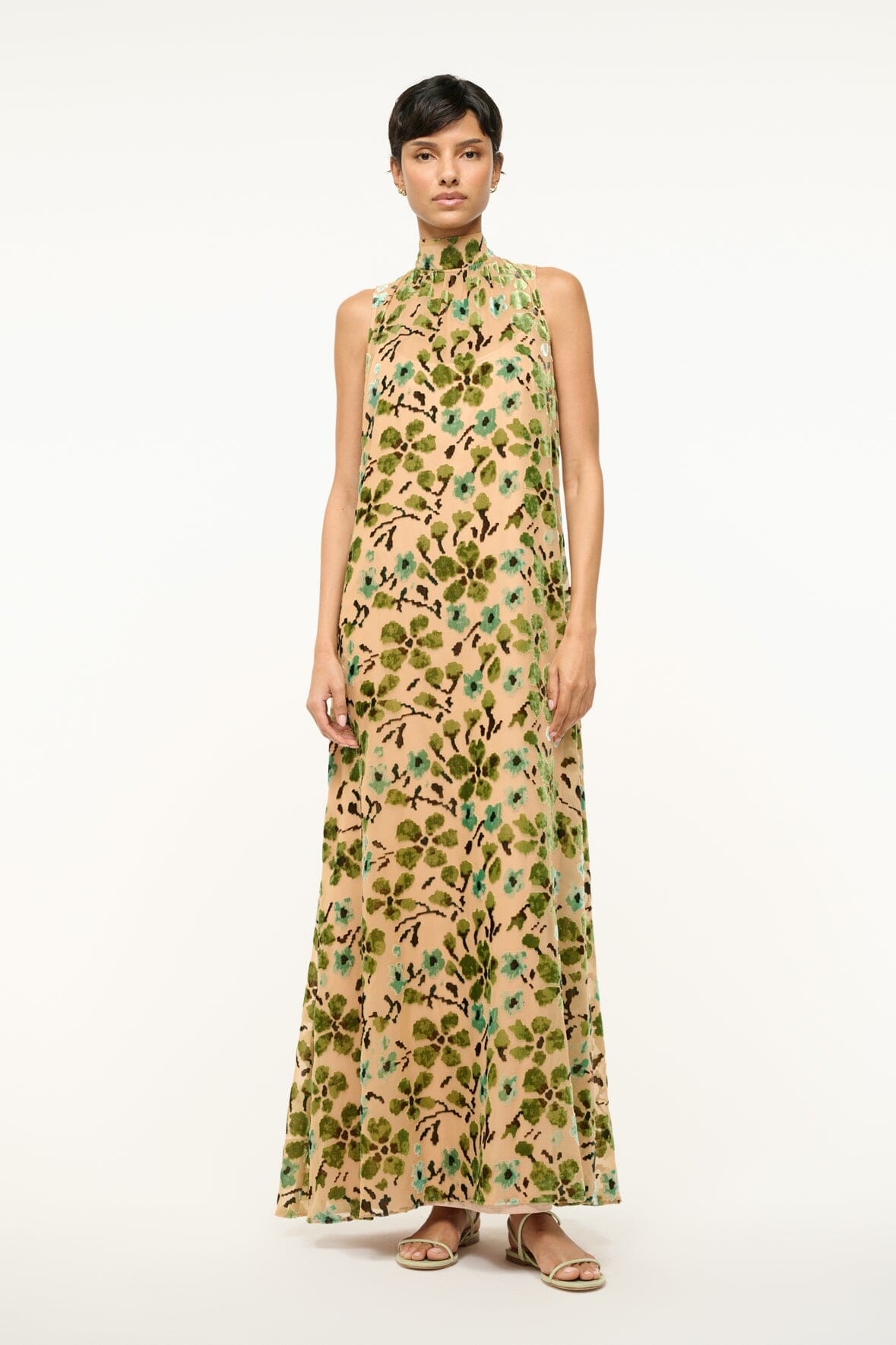 STAUD ALBEE DRESS MOSS FLORAL TAPESTRY - 2