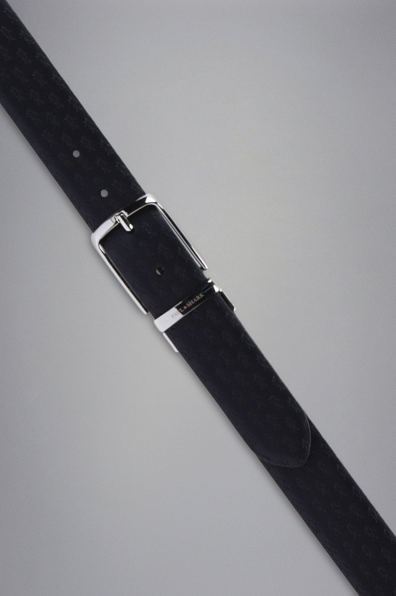 Paul & Shark REVERSIBLE LEATHER BELT WITH ALL OVER SHARK PATTERN outlook