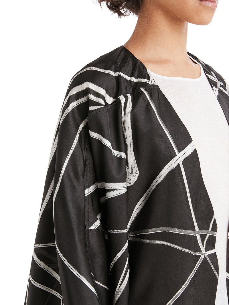 geometric-print V-neck coat 5