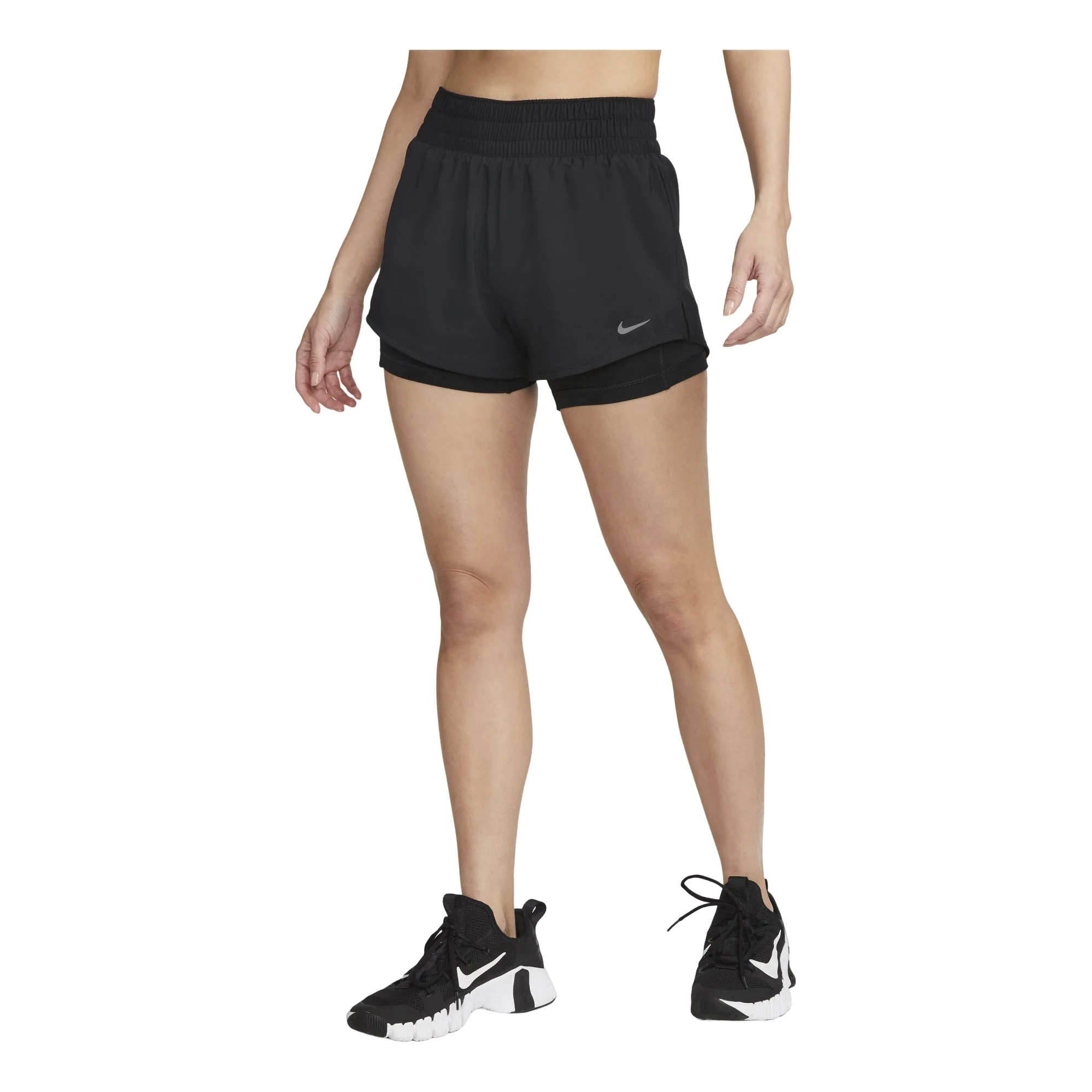 (WMNS) Nike Dri-FIT One Mid Rise 2in1 Shorts Asia Sizing 'Black' DX6013-010 - 1