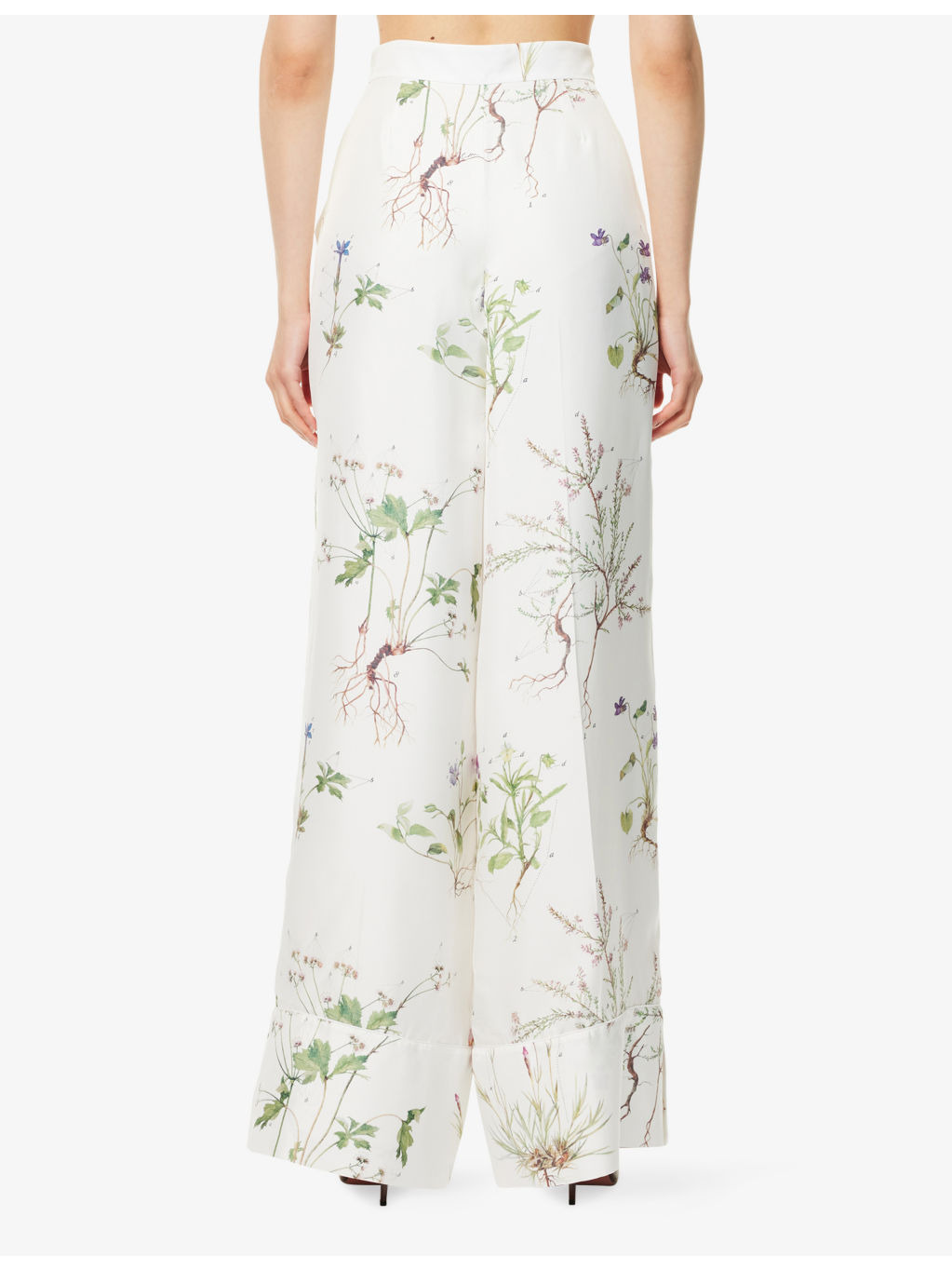 Graphic-Pattern Wide-Leg Silk Trousers - 4