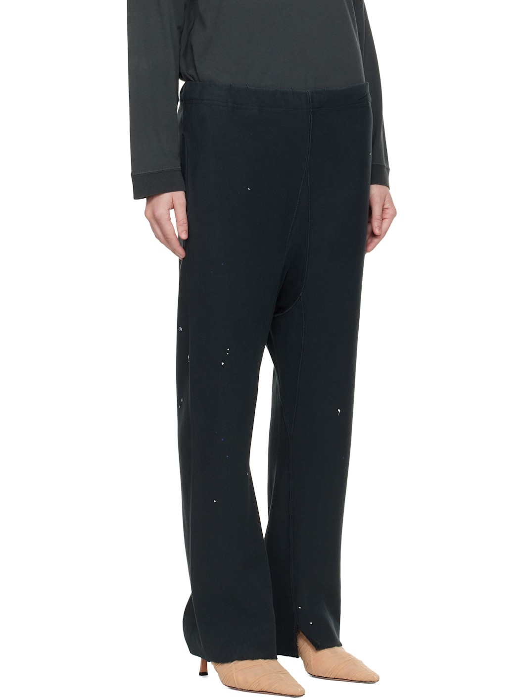 Black Distressed Lounge Pants - 2