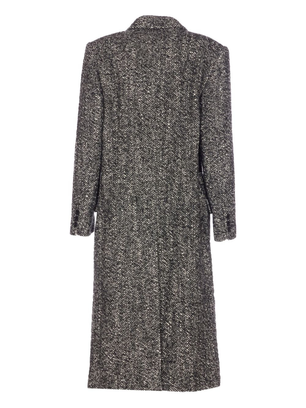 herringbone double-breasted coat - 2