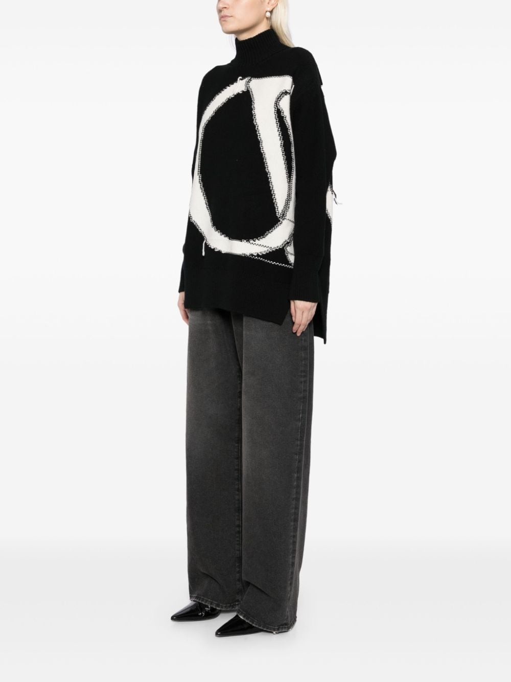 maxi logo turtleneck sweater - 3