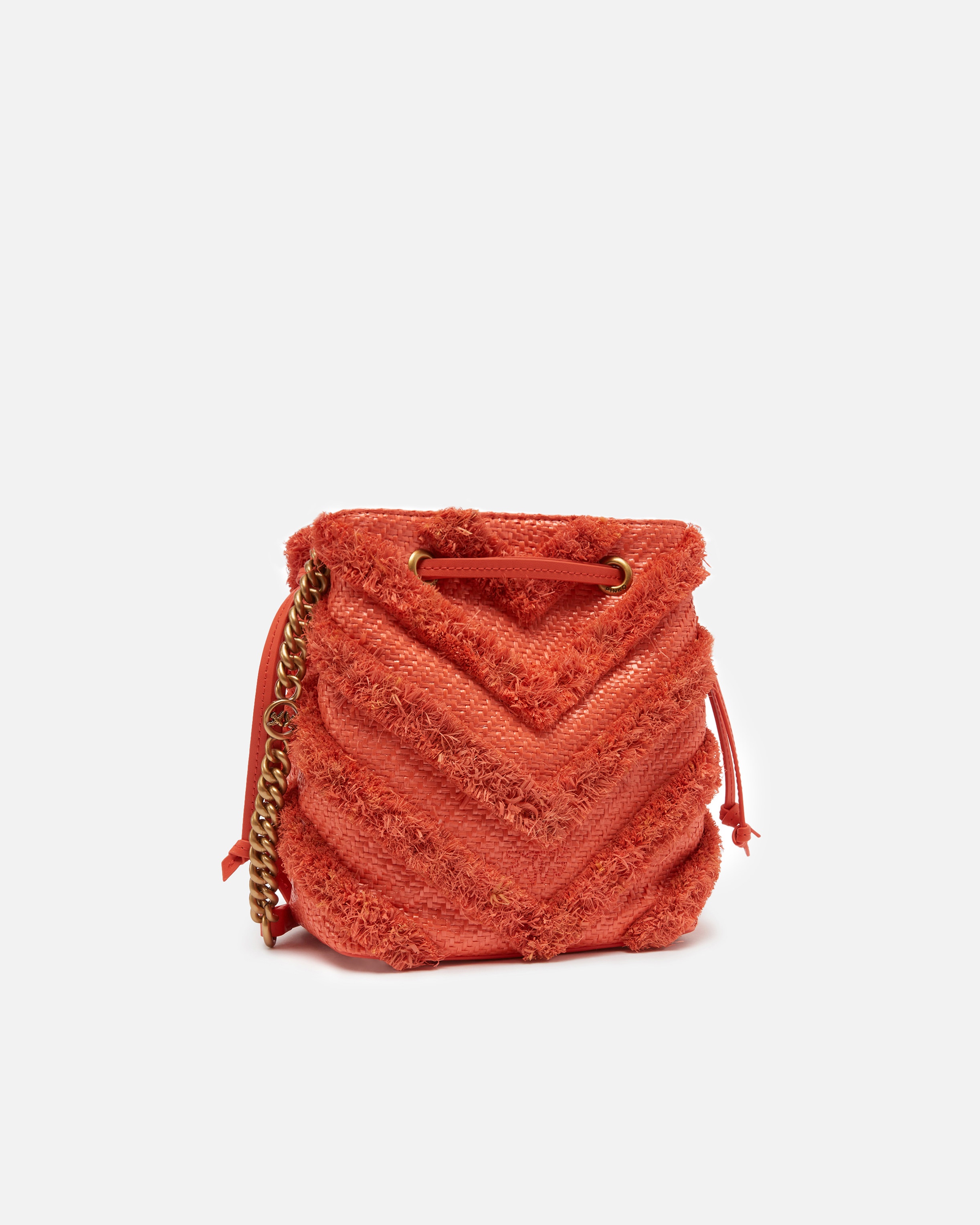 SMALL BUCKET BAG IN FRAYED RAFFIA - 2