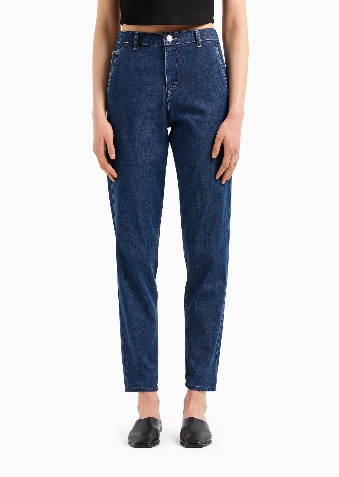 J5A mid-rise, relaxed-leg trousers in a Lyocell and cotton denim - 2