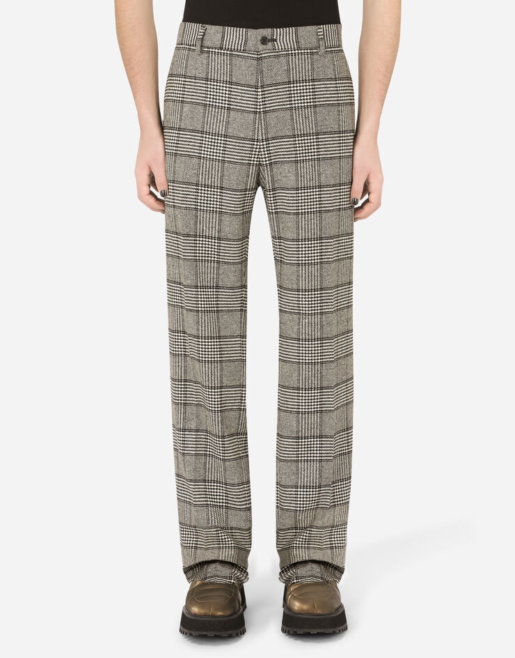 Stretch wool glen plaid pants - 1