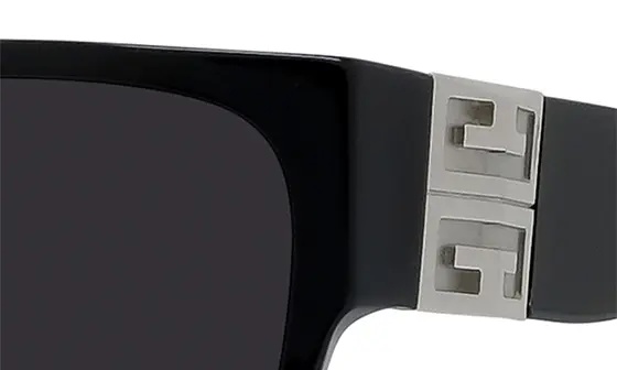 4G Rectangular Sunglasses in Shiny Black /Smoke - 9