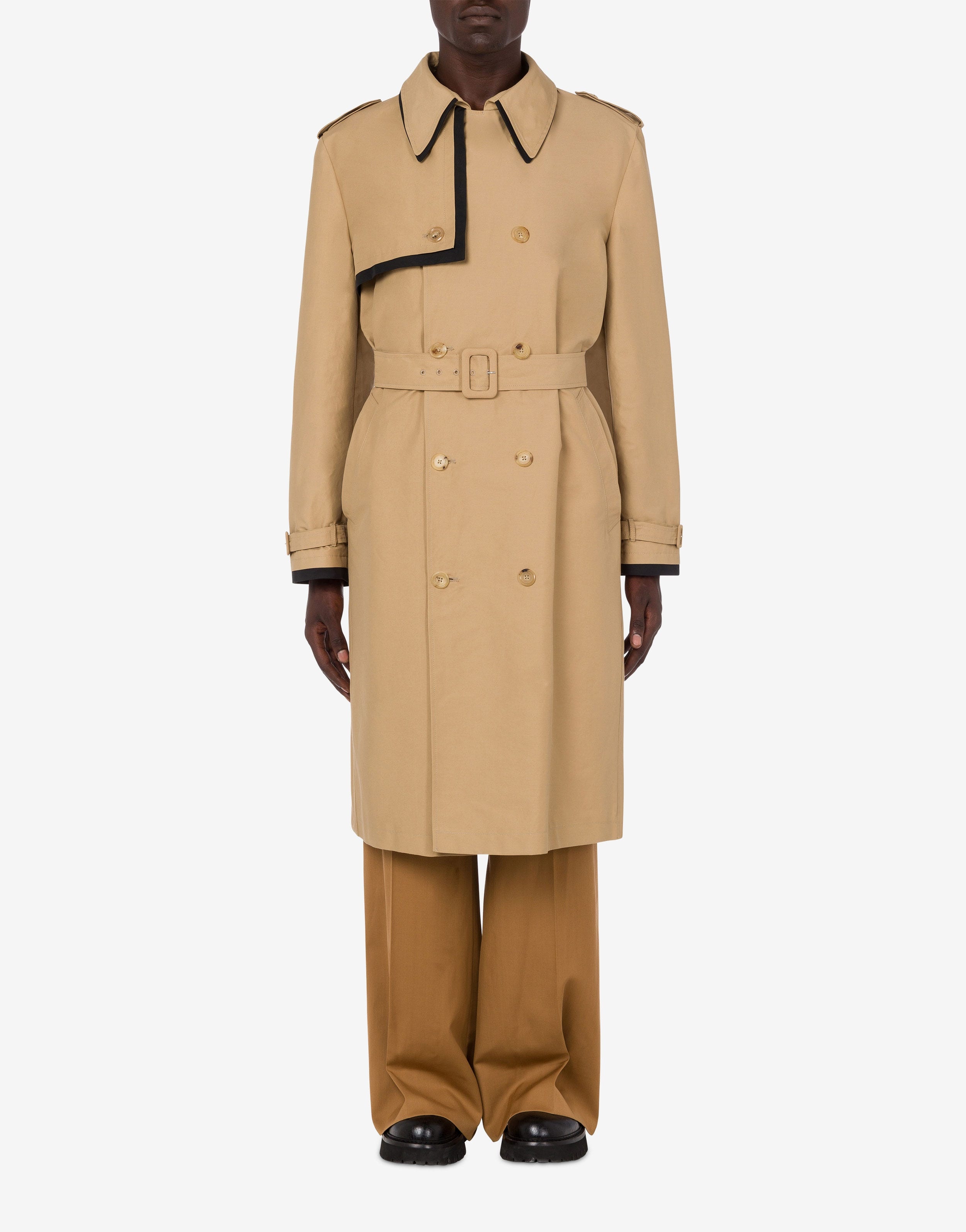 CONTRASTING LAYERS CANVAS TRENCH COAT - 2