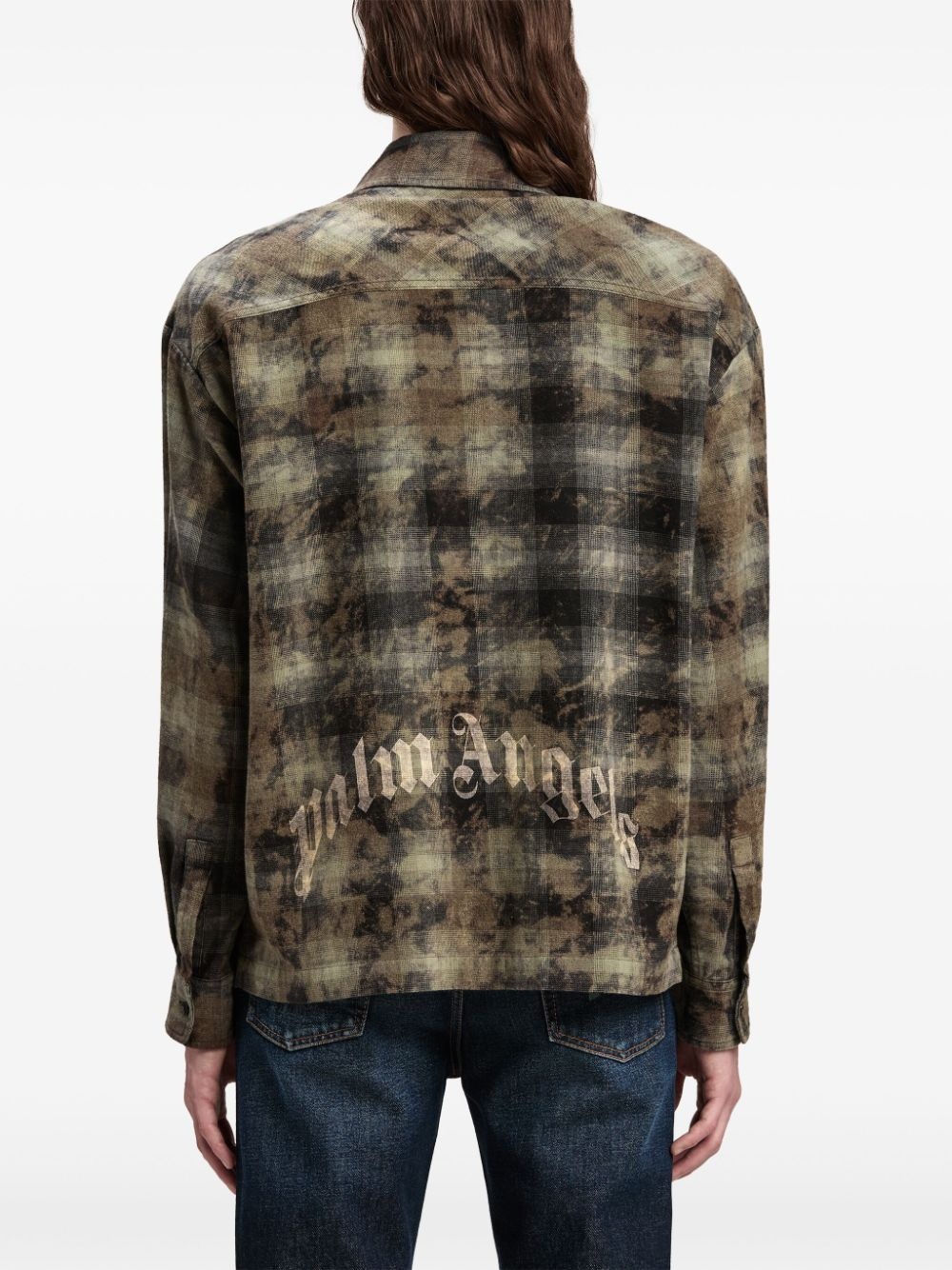 logo-print check-pattern shirt - 4