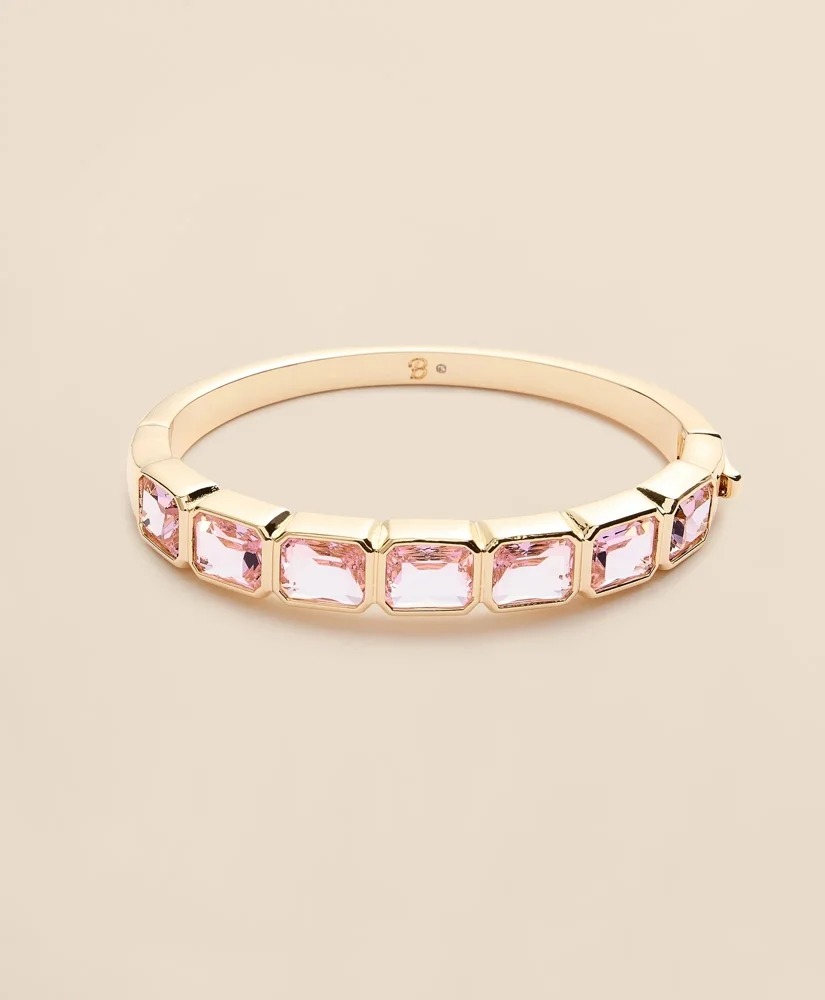 Gold-Tone Pink-Stone Bangle Bracelet - 1