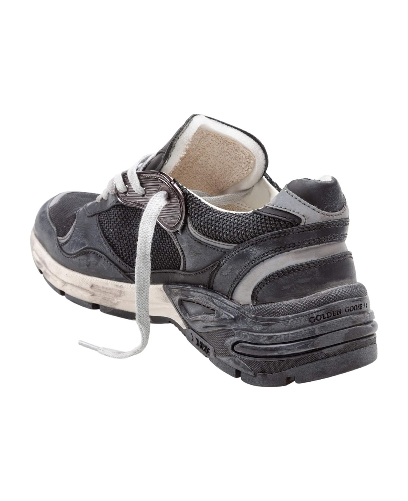 Black Leather And Mesh Running Dad Sneakers - 4