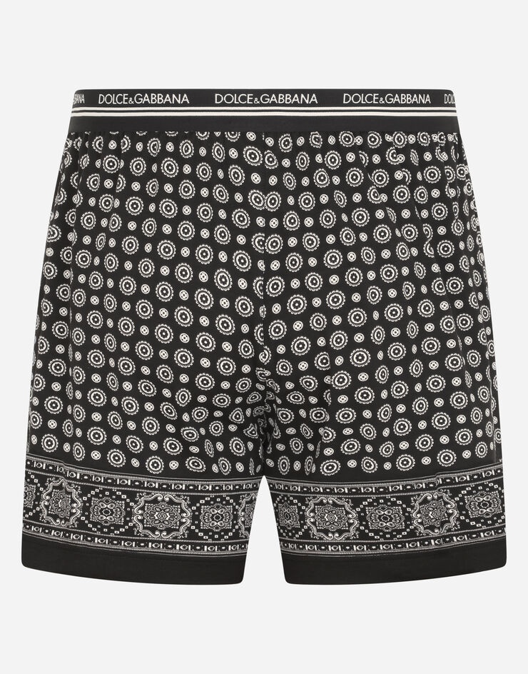 Stretch cotton shorts with tie print - 3