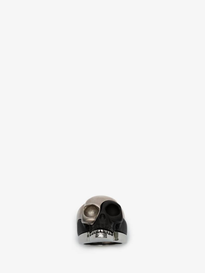 Divided Skull Ring in Antique Silver - 3