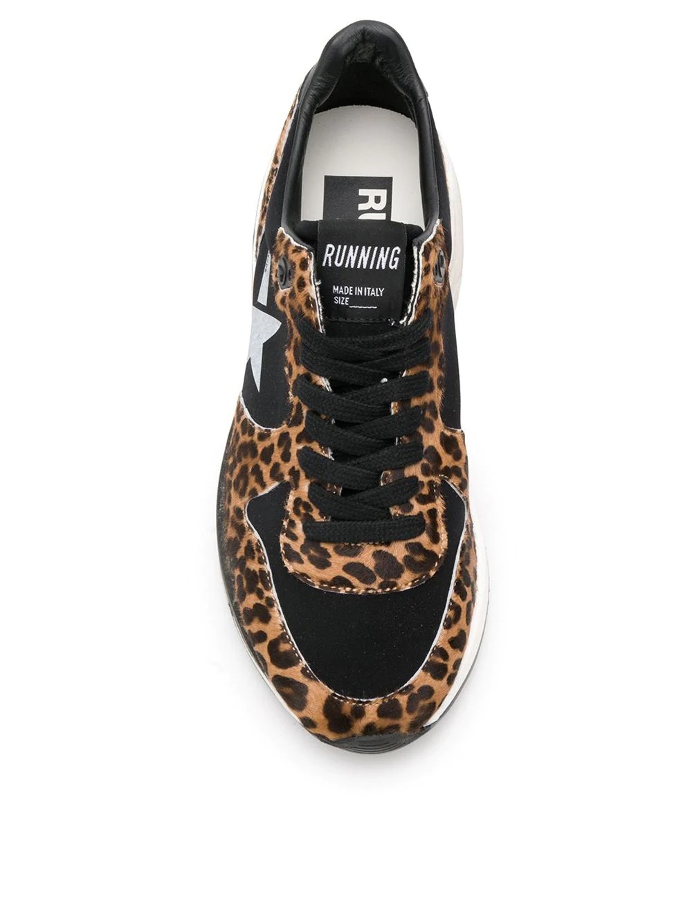 black Running Sole leopard print low-top leather sneakers - 4