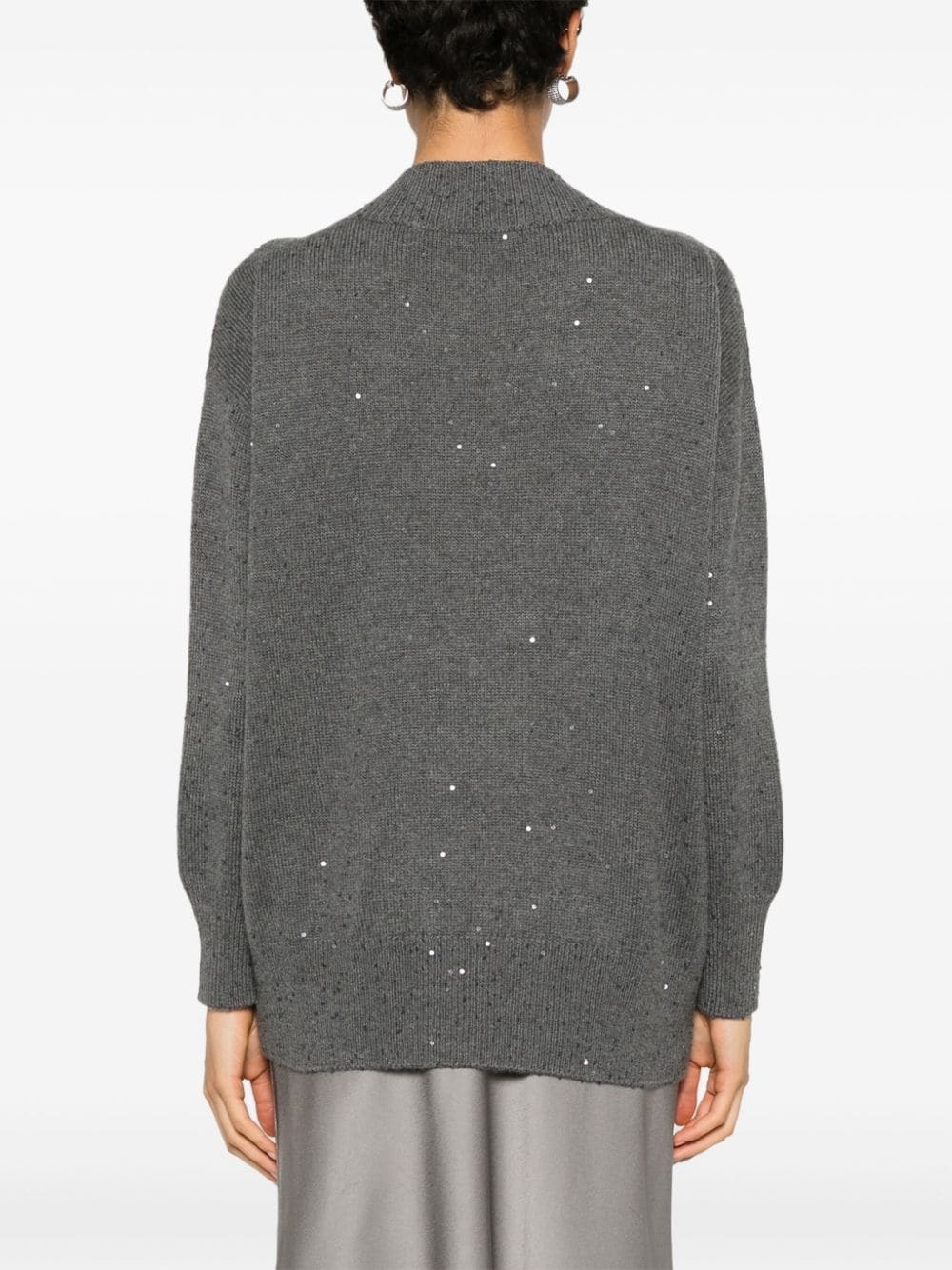 sequin-embellished V-neck jumper - 4